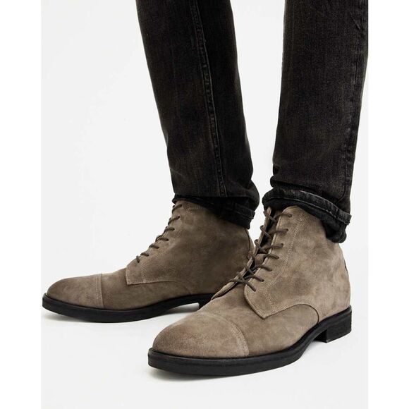 AllSaints $300 Drago Suede Lace Up Boots Khaki Distressed Almond Toe Sz 41 NEW main image 7